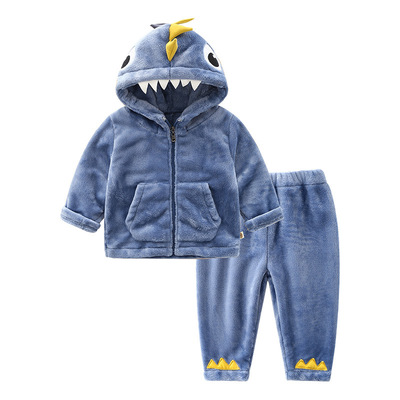 df冬季法兰绒男宝宝家居服套装