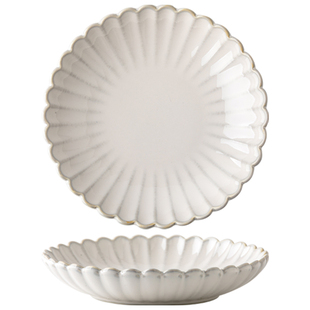 巷子尾〖傲雪颜值餐具〗复古浮雕花边深盘漂亮沙拉盘餐厅陶瓷菜盘