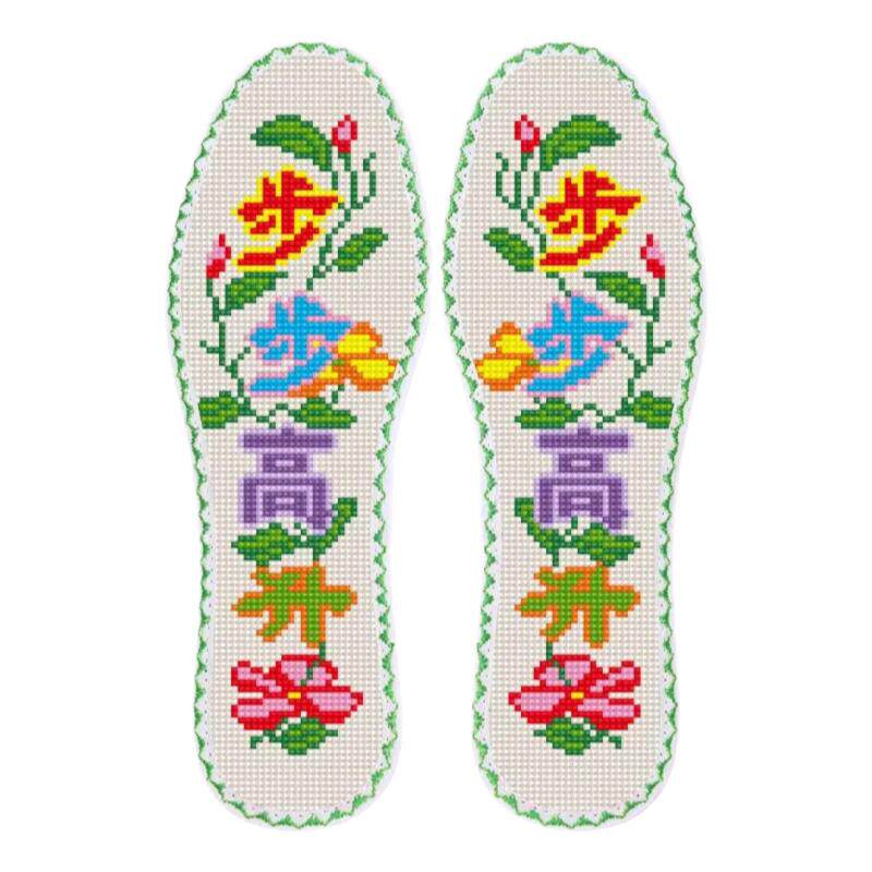 新款！买五送一带花边七层纯棉布十字绣鞋垫层层布舒适透气半成品
