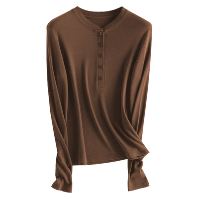 享利领长袖蚕丝T恤加绒内搭打底