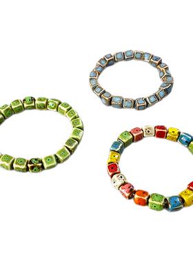 多彩色素面陶瓷手串个性ins情侣