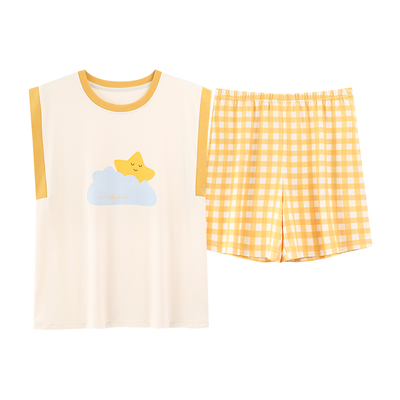 抗菌睡衣女无袖背心纯棉新款韩版