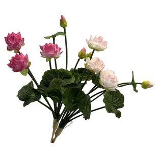 仿真荷花莲花莲叶装饰花供佛摆放迷你假绢花塑料小荷花佛台莲花