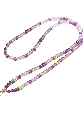 渐变紫水晶新中式锦鲤聪明链金锁吊坠挂绳罗盘福袋双钩配链2025新