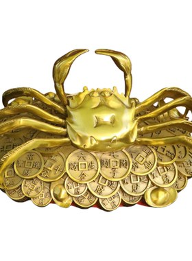 纯黄铜螃蟹招财摆件客厅办公室
