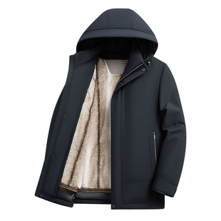 皮尔卡丹鹅绒羽绒服男士中老年爸爸可拆卸内胆防寒服外套2025新款