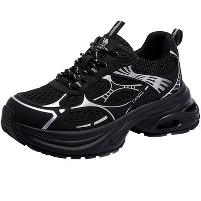 骆驼男鞋2026春季新款厚底增高网面老爹鞋休闲跑步运动鞋女