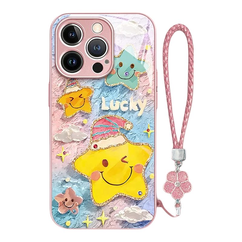 笑脸星星适用苹果17手机壳iPhone16promax手机壳15女14plus新款13可爱12mini简约xsmax卡通11/8/7防摔6保护套
