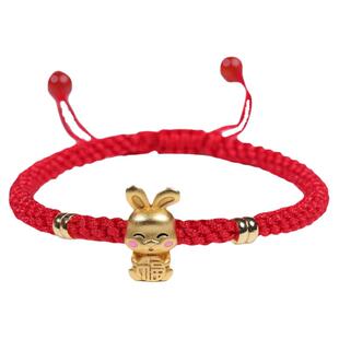 龙年红绳手链女本命年十二生肖五福龙属兔儿童红手绳男编织转运珠