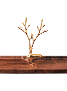 中古风胡桃木玄关钥匙收纳托盘