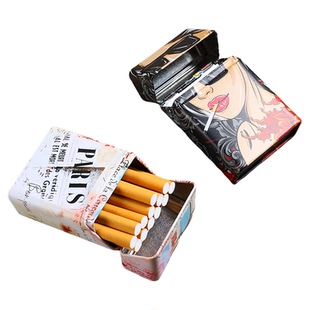 铁艺翻盖式烟盒套20支装香烟盒防潮空盒便携加厚烟具软包专用烟盒