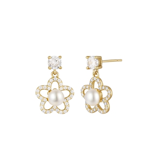 [情人节礼物]瑟拉蒙花迹耳钉925纯银天然珍珠耳饰女小众设计耳钉