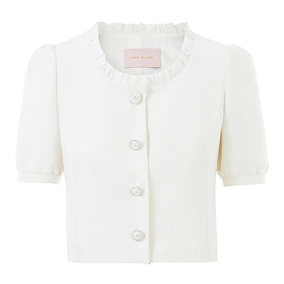 荷叶领上衣LIME提花小香风