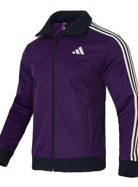Adidas阿迪达斯紫色外套男装2025新款户外跑步运动服休闲上衣夹克