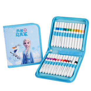 迪士尼儿童丙烯马克笔小学生专用24色36色彩色笔水彩笔幼儿园不透色可叠色可水洗画画笔便携美术专用绘画工具