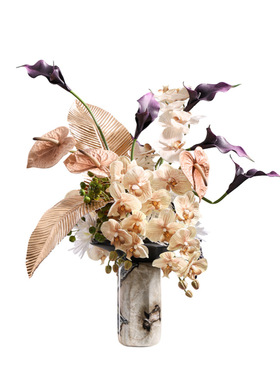 妖及轻奢大理石仿真花瓶摆件