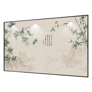 宋式美学打印画山水刺绣客厅沙发背景墙卧室床头墙布酒店宾馆壁画