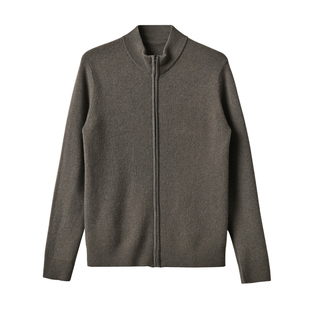 绵羊毛+牦牛绒 男士开衫毛衣 立领保暖外套 针织衫 秋冬款 男装