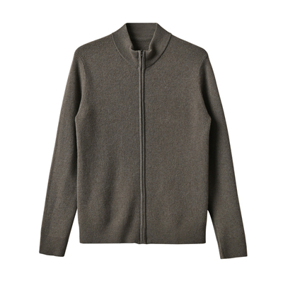 绵羊毛+耗牛绒男士开衫毛衣