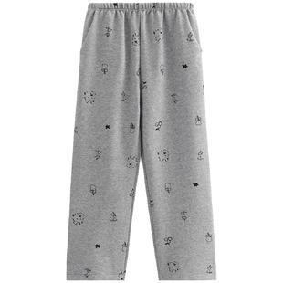 芬腾女士睡裤春秋季空气棉夹层卡通休闲长裤宽松可外穿家居裤单裤