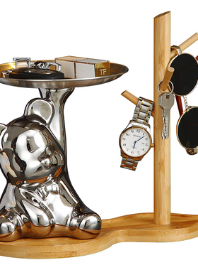 玄关钥匙收纳托盘暴力熊装饰品