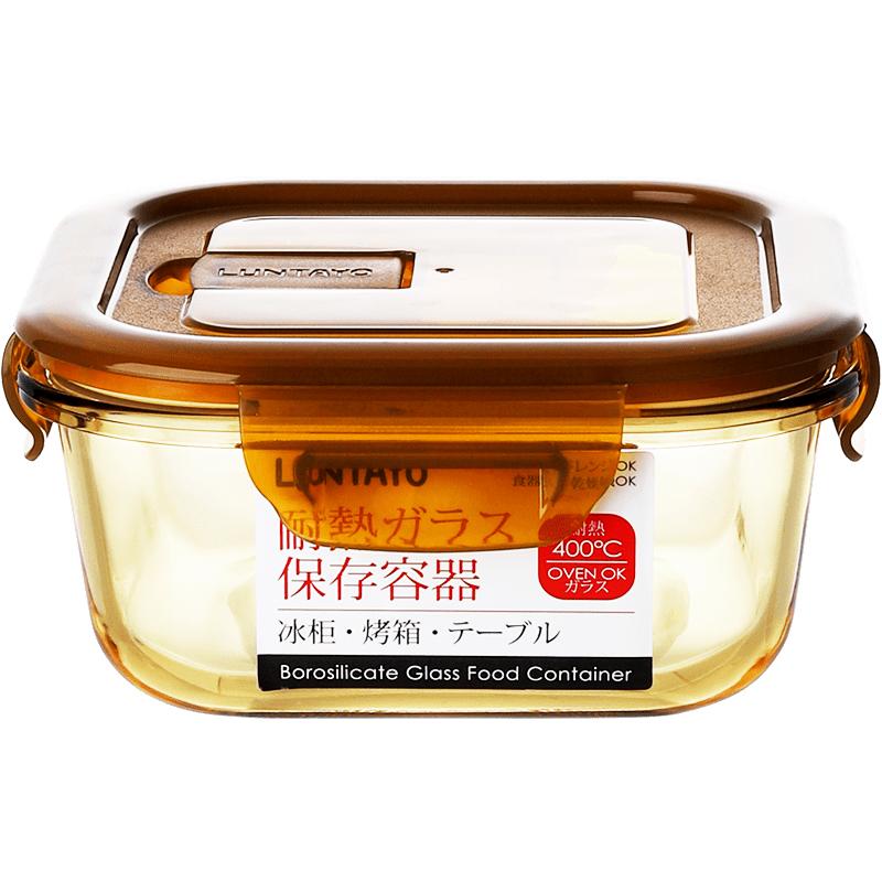Luntayo玻璃饭盒上班族微波炉加热便当盒专用保鲜盒餐盒带盖分隔
