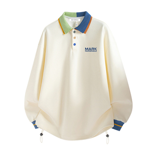 马克华菲撞色翻领卫衣男款2026新款男士polo衫休闲上衣服男装外套