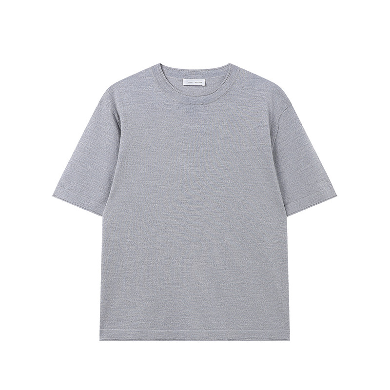 WHIMNOTION 26SS「100%新澳羊毛」可机洗美丽诺羊毛卷边短袖T恤