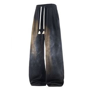 WASSUP PALM休闲裤男2026新款春季扎染美式潮牌宽松大码阔腿裤子