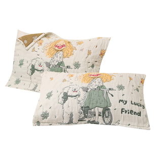 毛毛雨枕巾纱布儿童纯棉枕套布枕头宝宝高级感一对轻奢旗舰店