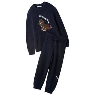 gelato pique25秋冬新品男套装半边绒小狗套头睡衣长裤PMNT255102