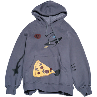 STILLYOU重磅保暖趣味街头感印花连帽加绒卫衣女宽松休闲套头上衣