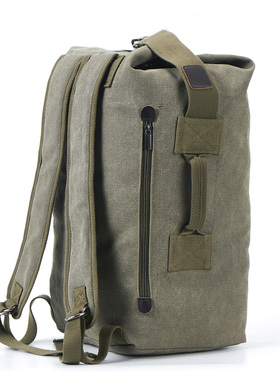 帆布双肩包男士户外旅行水桶背包运动健身大容量手提袋学生行李包