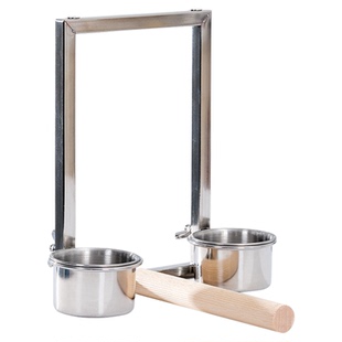 鹦鹉食盒悬挂食杯水壶一体式喂食器防撒溅专用不锈钢碗鸟食罐食槽