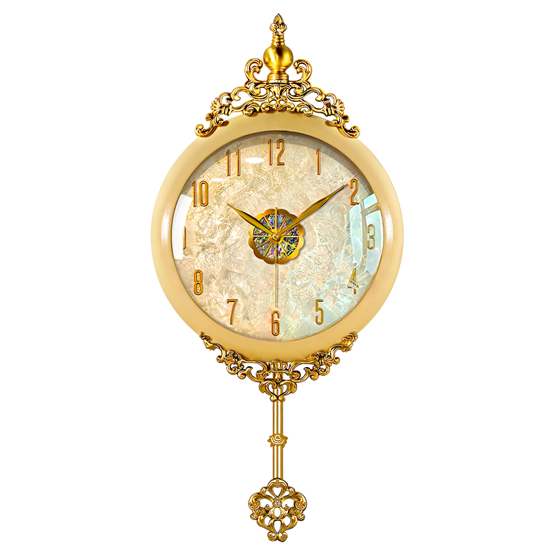 轻奢贝壳客厅墙壁挂钟欧式挂墙装饰2025新款高级感艺术挂表时钟表