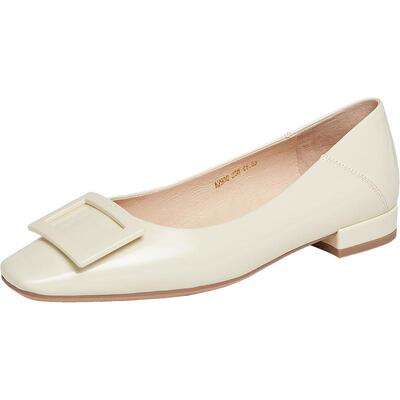 百思图2023春季新款商场同款时尚金属扣方跟浅口女单鞋A2936AQ3