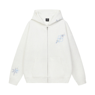 BIPOLAR彩点雪花开衫卫衣宽松休闲刺绣上衣女百搭浅色外套春秋款