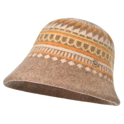 卡蒙100绵羊毛呢高端提花渔夫帽子女士秋冬小香风可折叠保暖盆帽