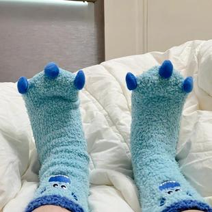 袜子冬天厚袜子珊瑚绒毛绒袜 小怪兽袜子睡觉穿 和脚冷说再见