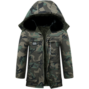 冬季迷彩加绒加厚超耐磨中长款棉服男工作服棉袄冷冻库防寒加大码