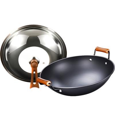 三四钢双耳铁锅更轻更防锈