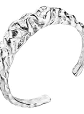 几何火山岩戒指纯银韩版女