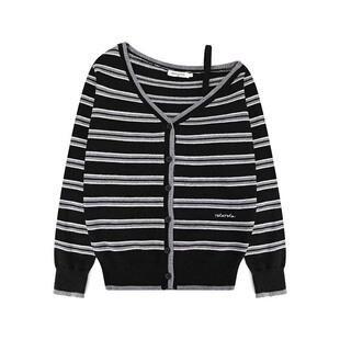 NEW 1/31｜张元英同款rolarola露肩V领针织开衫设计慵懒性感上衣