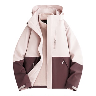 骆驼骑师冲锋衣女三合一可拆卸户外软壳衣妈妈装外套男女情侣款