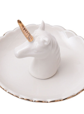 陶瓷独角兽摆件戒指陈列耳环项链