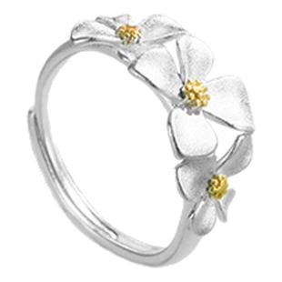 吴越老银铺足银999桂花戒指活口可调节纯银指环高级花朵时尚尾戒