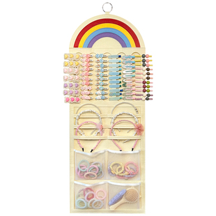 儿童发饰收纳神器上墙毛毡挂袋多功能皮筋发箍夹发圈头饰品展示架