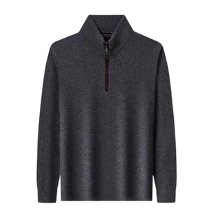 100%纯羊绒男士羊绒衫立领绞花拉链加厚毛衣男士秋冬保暖商务男款