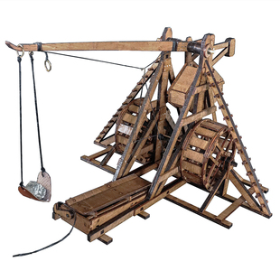 转轮配重式投石车欧洲中世纪古战车男孩拼图模型手办玩具亲子礼物