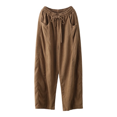 砂洗纯麻镰刀裤文艺显瘦长裤